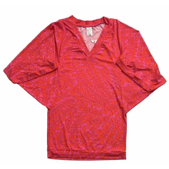 Trina Turk Trellis Cover Up Tunic Swimwear Pink / Red - Picture 1 of 5